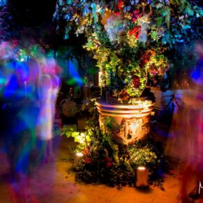 Atmospheric dancefloor at Dairy Waddesdon summer wedding
