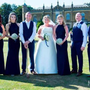 Missenden Abbey wedding images of the bridal party on the croquet lawn