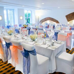 Missenden Abbey wedding celebration - the setup for the meal