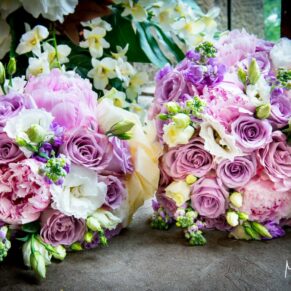 Clearwell Castle wedding image of the colourful bouquets