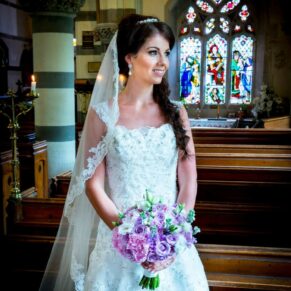 Clearwell Castle - St. Peter's Church wedding photography of the bride inside the church