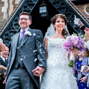 Clearwell Castle - St. Peter's Church wedding photography of the confetti aisle