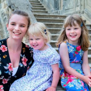 Natural Cliveden House Buckinghamshire portrait photography of three young ladies by the steps