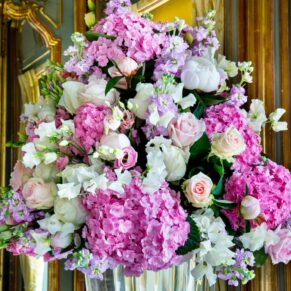 Cliveden House wedding floral arrangements in the French Dining Room