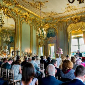 Cliveden House wedding ceremony in progress in the French Dining Room