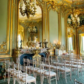 Cliveden House wedding setup in the opulent French Dining Room
