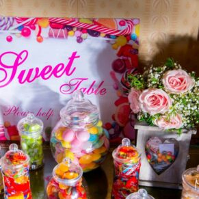 Sweet display at Hartwell House autumn wedding