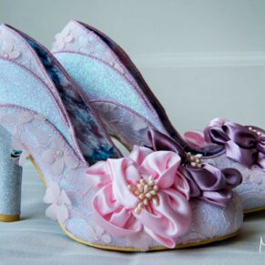 Hartwell House wedding photography of the bride's funky shoes