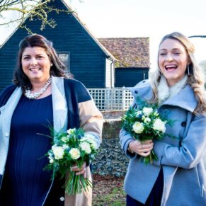 St. John The Baptist Church in Great Gaddesdon - the bridesmaids arriving for the ceremony