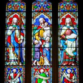 Photography of the incredible stained glass windows at St. John The Baptist Church in Great Gaddesdon