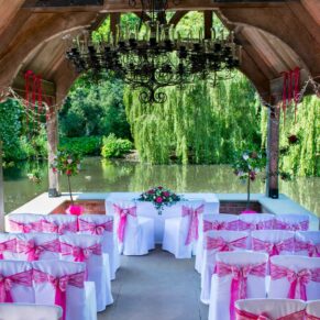 Dairy Waddesdon wedding day civil ceremony setup for outdoors