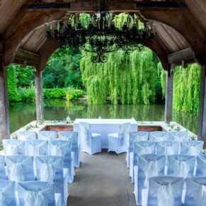 Dairy Waddesdon Manor wedding all set for the outdoor ceremony