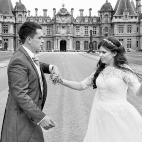 The newlyweds practice their first dance for their Dairy Waddesdon Manor wedding