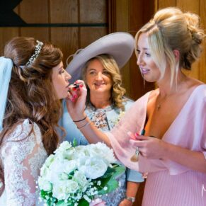 Make-up time at Dairy Waddesdon Manor wedding