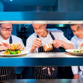 Buckinghamshire business portraits - chefs busy at work at Taplow House Hotel