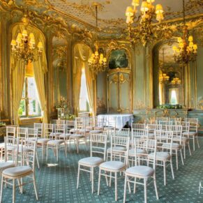 Cliveden House wedding images of the French Dining Room setup for the ceremony