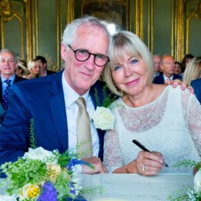 Cliveden House wedding images of the newlyweds during the signing of the register
