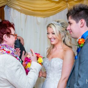 Bride and groom at Notley Tythe Barn wedding