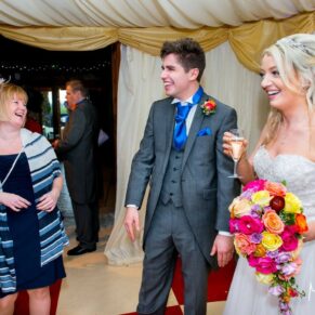 Bride and groom at Notley Tythe Barn wedding