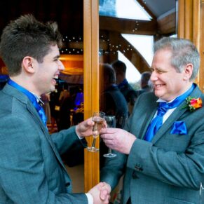 Informal shot of guests at Notley Tythe Barn wedding