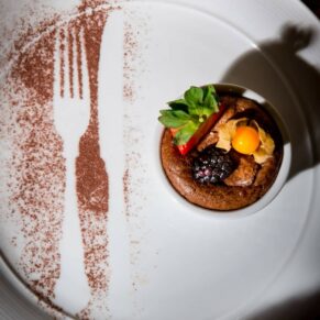 Delicious food portrait at Notley Tythe Barn wedding