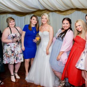 Bride and her friends at Notley Tythe Barn wedding