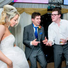 Larking about at Notley Tythe Barn wedding