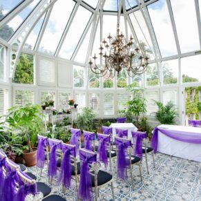 Oakley Court wedding ceremony photography inside the Victorian Glasshouse
