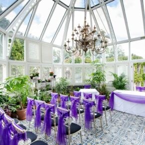 Oakley Court wedding ceremony photography inside the Victorian Glasshouse