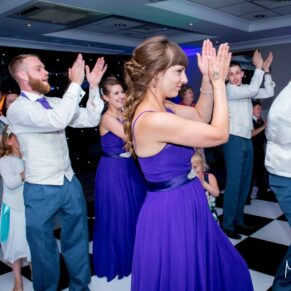 Oakley Court wedding photography of the partying on the dancefloor