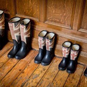 Oakley Court wedding photography of the funky emergency wellies