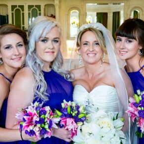 Oakley Court wedding photography of the bride and her bridesmaids before the ceremony