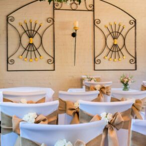 Five Arrows Hotel wedding ceremony setup in the Old Coach House
