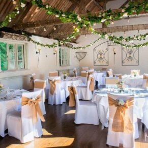 Five Arrows Hotel wedding meal setup in the Old Coach House