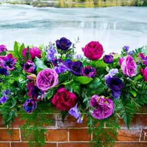 A floral display on an icy cold day at the Waddesdon Wedding Inspiration Day