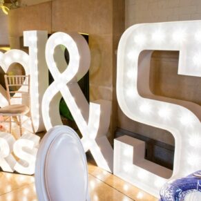 Illuminated giant letters at the Waddesdon Wedding Inspiration Day