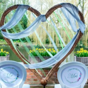 The pavilion setup for a civil ceremony at the Waddesdon Wedding Inspiration Day