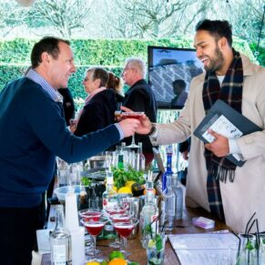Sampling the cocktails at Waddesdon Wedding Inspiration Day