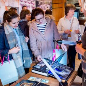 A photography display stand at the Waddesdon Wedding Inspiration Day