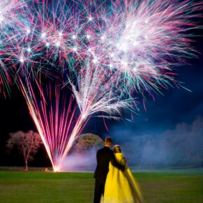 Missenden Abbey autumn wedding fireworks display