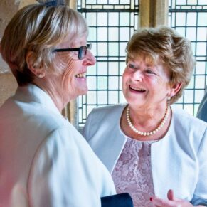 Happy faces at St Mary's Church Amersham wedding