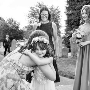 Hugs pre ceremony at St Mary's Church Amersham wedding