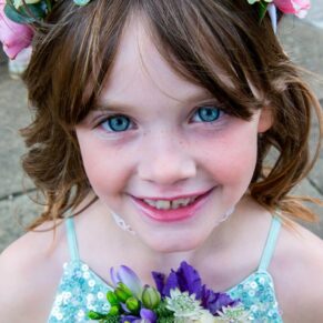 Flower girl at St Mary's Church Amersham wedding