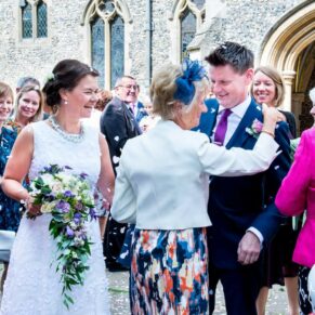 Lots of hugs at St Mary's Church Amersham wedding