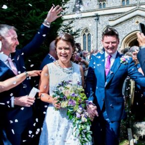 Confetti aisle at St Mary's Church Amersham wedding