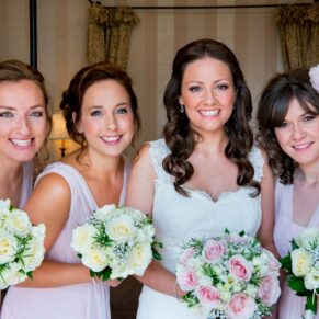 Taplow House summer wedding pre ceremony pose of the ladies