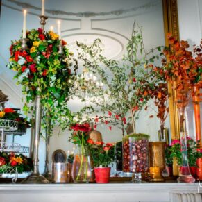 Taplow House autumn wedding flower display