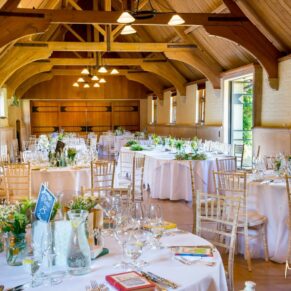 Dairy Waddesdon wedding photographs of the West Hall all set for the meal