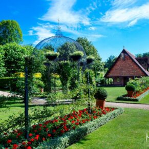 Dairy Waddesdon wedding photographs of the venue under gorgeous blue skies