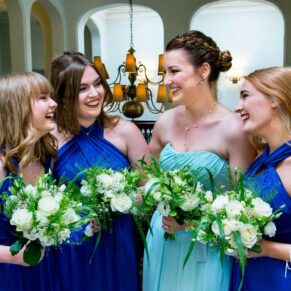 Latimer Estate wedding photos of the bridesmaids enjoying a chat before the ceremony